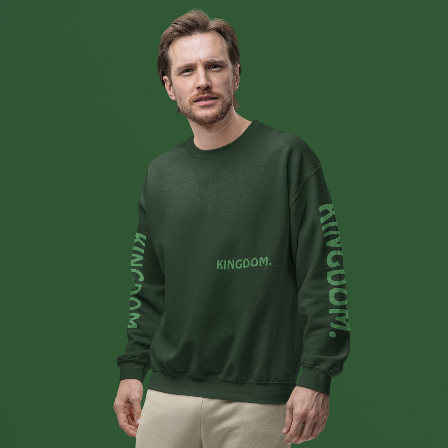 "KINGDOM" Forest Green Crew